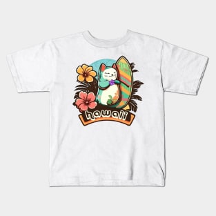 Chonky Kawaii Surf Kitty Kids T-Shirt